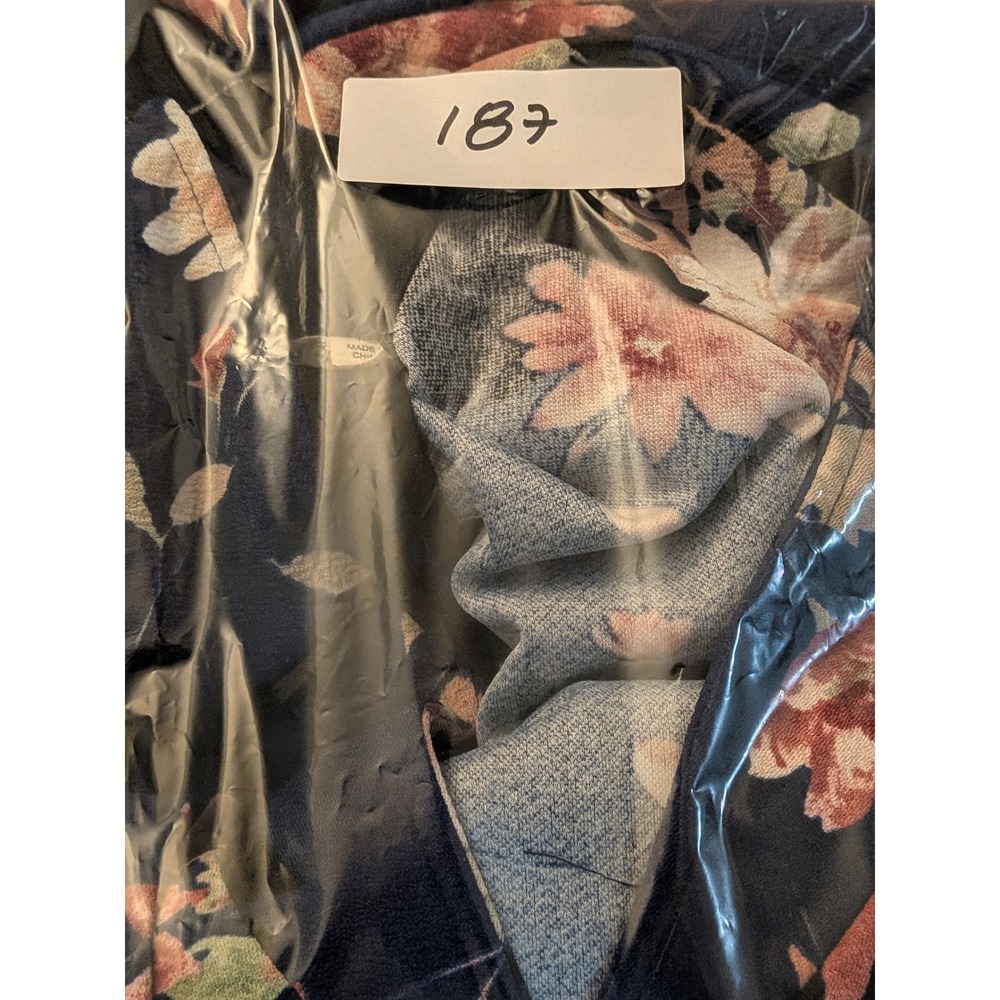 Women's Navy Blue Floral Single Button Blazer Jacket XL TB2771 - Picture 8 of 8